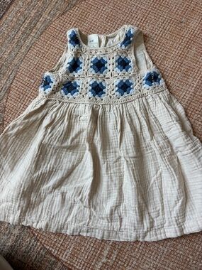 H&M Toddler Dress with Blue Crochet Squares